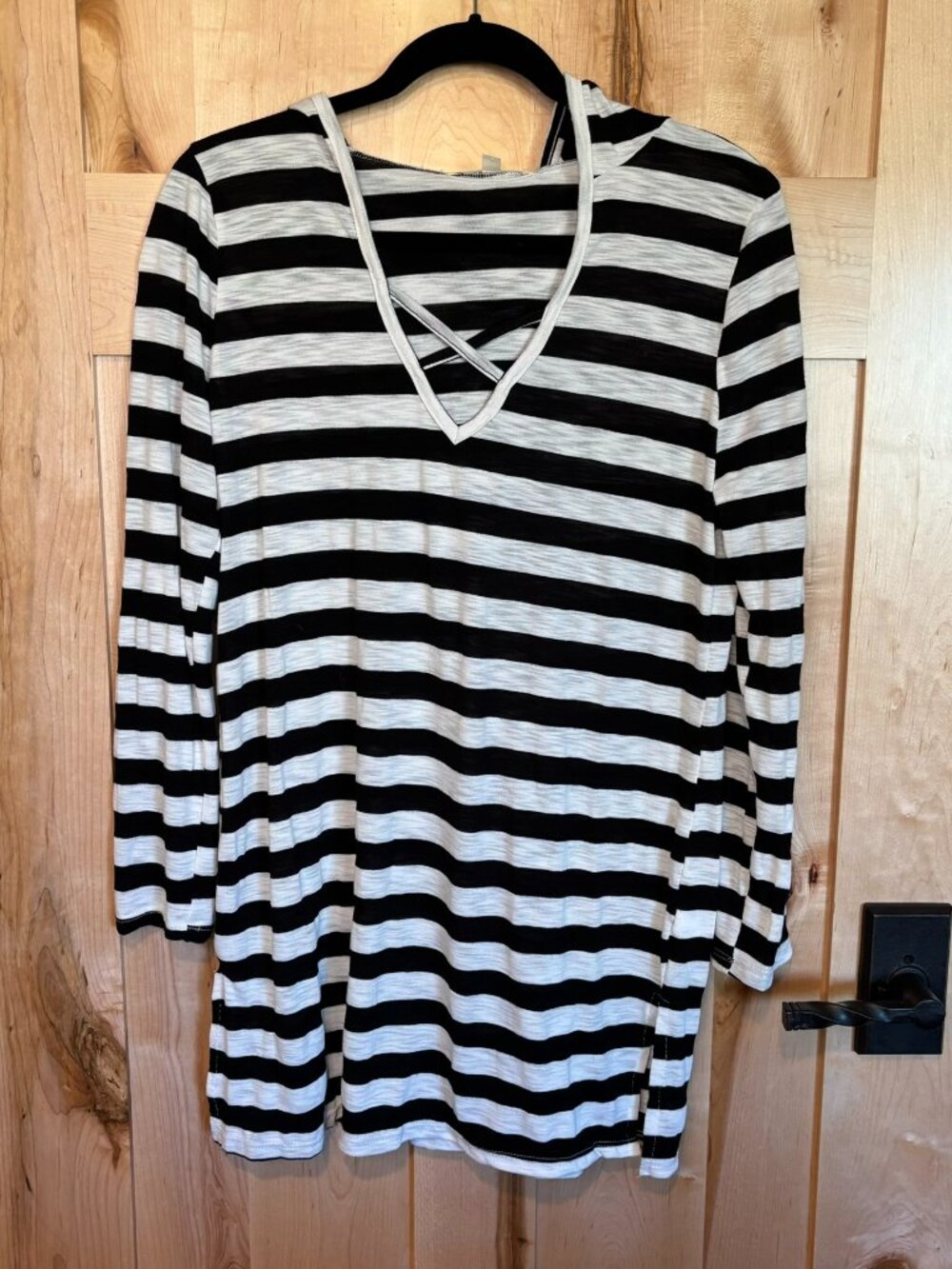 Miken Swim Lightweight Hooded Coverup S Small Black White Stripes